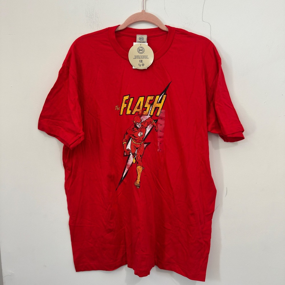 DC Comics The Flash T-Shirt Y2K Red Cotton Graphic Print XL